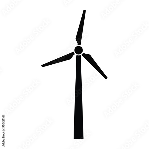 Vector wind turbine icon, black silhouette