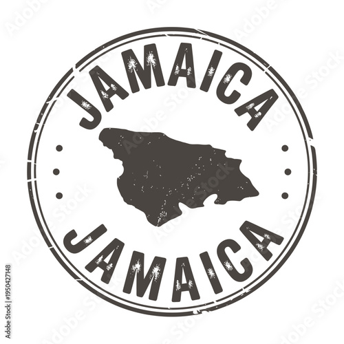 Stamp featuring the island nation of Jamaica and its geographical shape