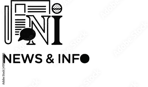 A stylized graphic icon depicting a newspaper and speech bubble