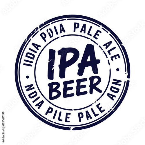 Circular india pale ale stamp with bold text and distressed texture