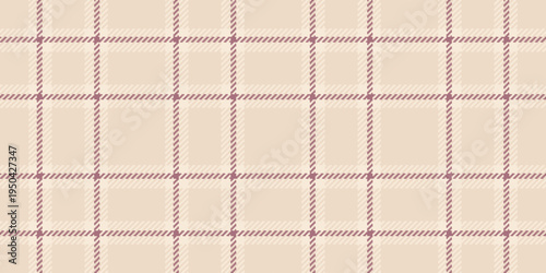 Doodle plaid check pattern, knit texture tartan seamless. T-shirt vector fabric background textile in light and antique white colors.