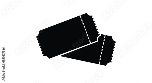 Vector illustration of 2 black movie tickets