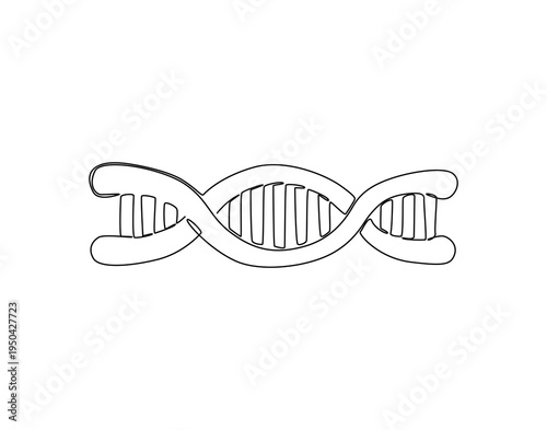 Continuous line drawing of DNA. Single line illustration of DNA. DNA molecule structure concept. Editable outline