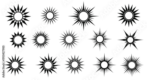 Collection of Stylized Sunburst Vector Icons and Graphics