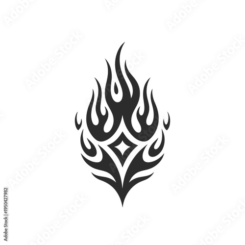Black tribal flame design featuring a diamond shaped center element