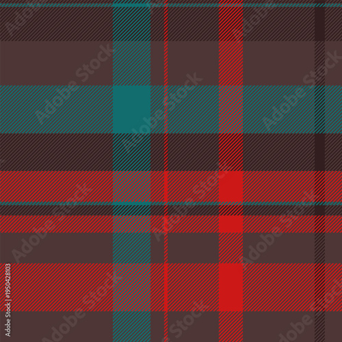 Grunge textile vector background, aged pattern tartan check. Improvement seamless plaid fabric texture in red and dark colors.