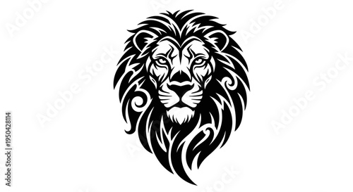 Majestic Lion Head Tribal Tattoo Design Vector Art
