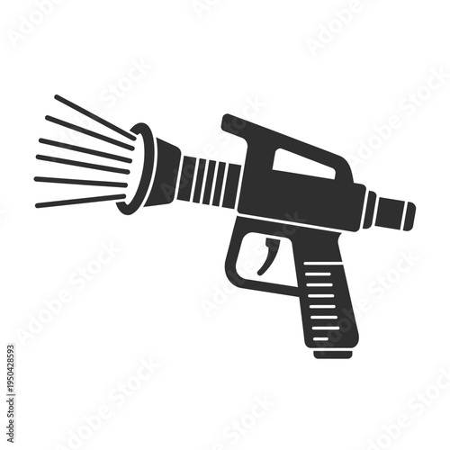 A vintage ray gun illustration in a simple black and white style