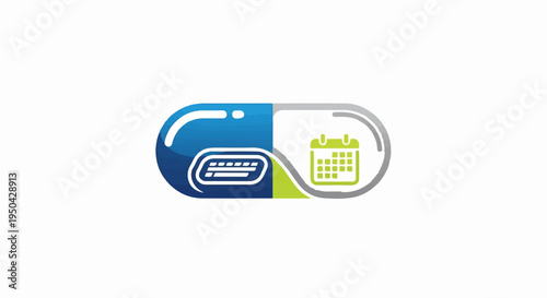 Capsule with keyboard and calendar icons, symbolizing digital health scheduling