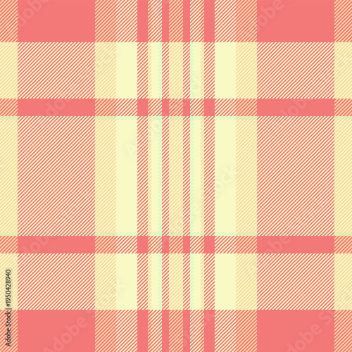 Handmade seamless textile plaid, cultural pattern background fabric. Layout check tartan texture vector in light and red colors.