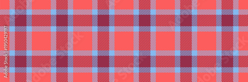 Rug vector textile seamless, femininity texture background fabric. Mother tartan check pattern plaid in red and blue colors.
