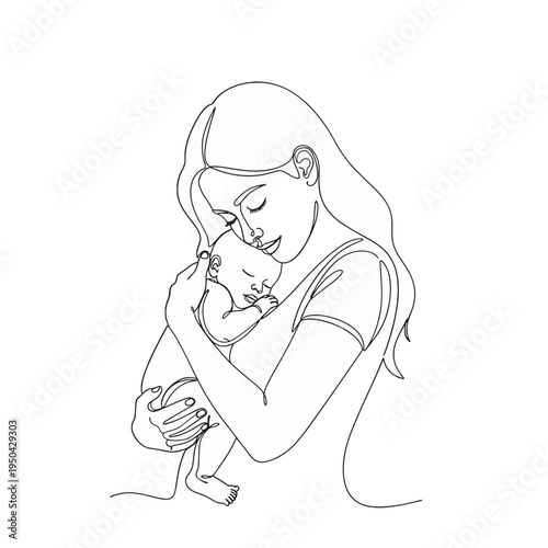 Mother tenderly holding and kissing her baby on cheek