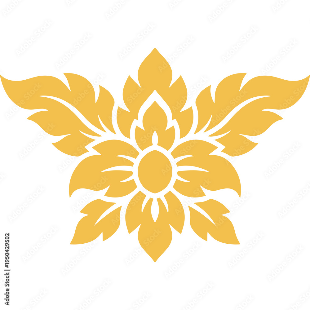 Naklejka premium Thai Art traditional asian luxury line art, Decorative, lai Thai Pattern flat Illustration element graphic design 