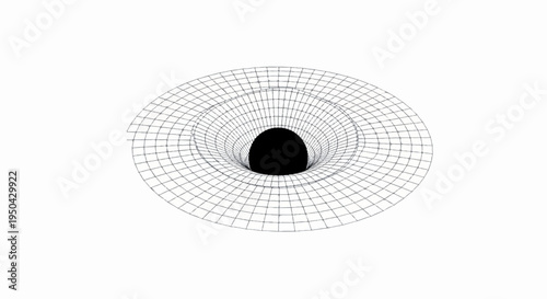 Abstract visual representation of a black hole with a grid pattern