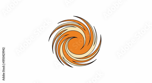Abstract swirling vortex of orange and cream colors