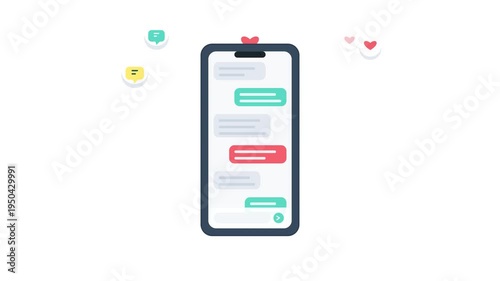 Smartphone Messaging App Animation with Chat Bubbles