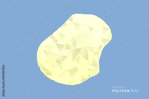 Nauru Map in low poly polygon vector style, geometric shape illustration with soft yellow tones on blue background, clean silhouette for infographic.