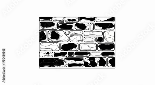 Abstract irregular pattern of rounded rectangular blocks