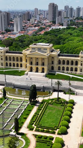 Sao Paulo Skyline At Ipiranga Park In Sao Paulo Brazil. Monument Leisure. Flag City. Ipiranga Park At Sao Paulo Brazil. Traffic Monument. Sculpture City.