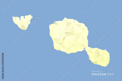 French Polynesia Map in low poly polygon vector style, geometric shape illustration with soft yellow tones on blue background, clean silhouette for infographic.