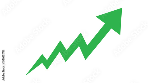 Business growth upward green arrow chart. Increasing financial profit concept and stock market rising statistics vector illustration.