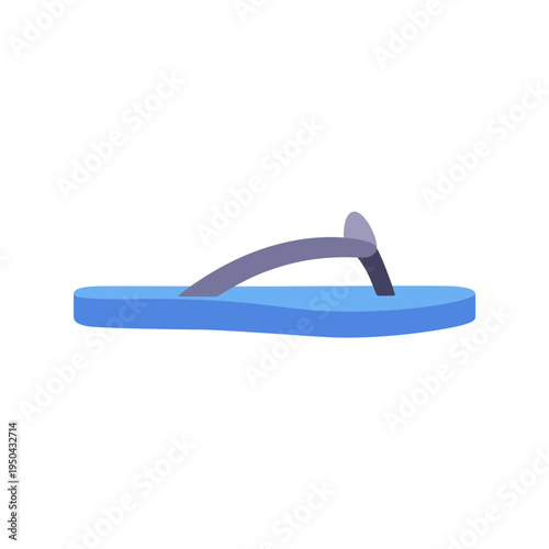 blue flip-flop, casual footwear, summer sandal, colorful vector flat style illustration