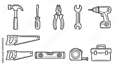 set of tools vector illustration