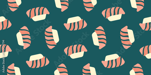 sushi seamless pattern. nigiri sushi seamless pattern. salmon sushi. nigiri sushi seamless pattern background vector illustration