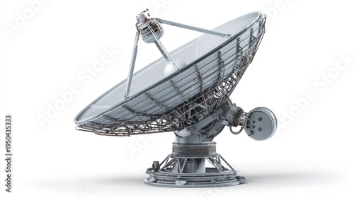 Large satellite dish antenna equipment on a white background