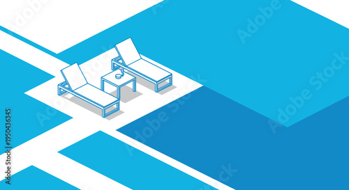 Two lounge chairs and a small table for relaxation.