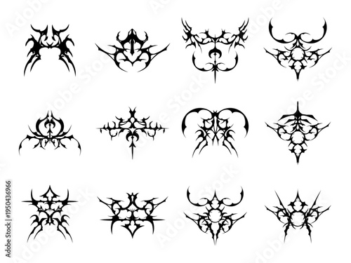 Cyber Sigilism Vector Elements Set for Streetwear Design