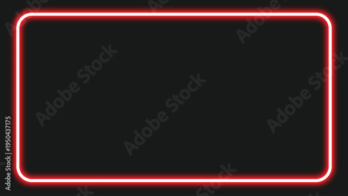 A bright red neon sign glowing on a dark background