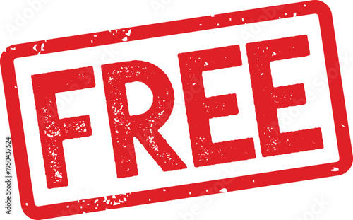 A red free stamp on a white background with a distressed texture