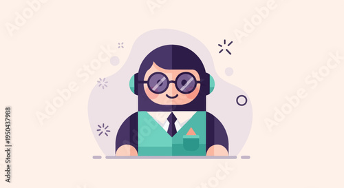 Stylized cartoon of a person with glasses and headphones
