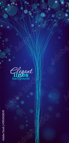 Blue neon background with graceful lines. a shining neon bouquet of wires. Hand drawn. Not AI, vector illustration.