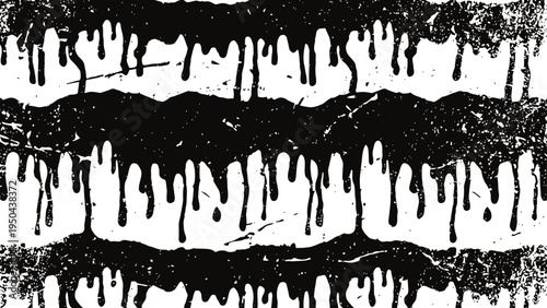 Black dripping paint grunge texture with horizontal stripes and distressed effect