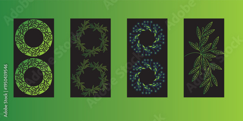 Flowers and butterflies on a green background with place for your text