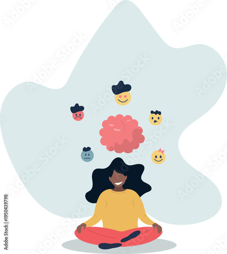 Emotion regulation with emotional intelligence control .Psychological feelings and mental mindset variation from sad to happy.person's life situation and his activities.