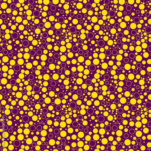 Mini circle seamless pattern. Geometric surface print. Repeated irregular polka dot, bubble motif ornament. Geo dotted ornamental background. Modern minimal design texture. Vector abstract wallpaper