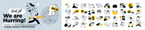 Business vector illustrations of human resources, career, job search, employment, CV and business skills. Concepts for graphic and web design, social media, business and marketing material.