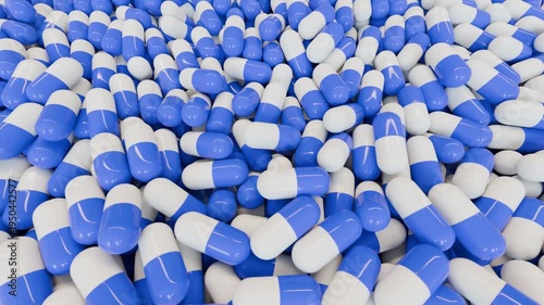 Pillole e produzione farmaceutica, rendering 3d video.
