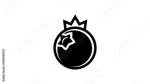 Flat silhouette billiard ball with crown icon for game and leisure design