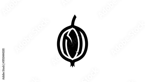 Stylized onion icon in bold monochrome design on white background