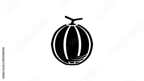Monochrome watermelon silhouette on white background