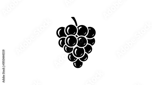 Black grape bunch icon: simple silhouette fruit design on white background