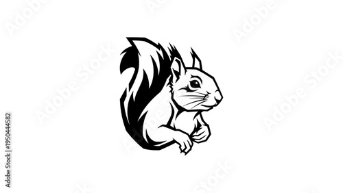 Monochrome squirrel silhouette design with bold lines