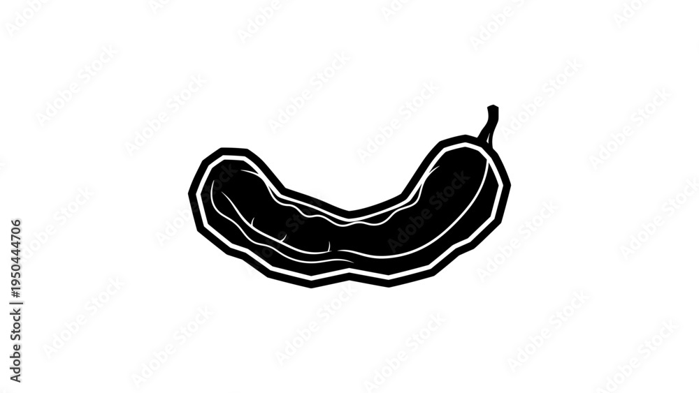 Fototapeta premium Black and white silhouette of a tamarind pod