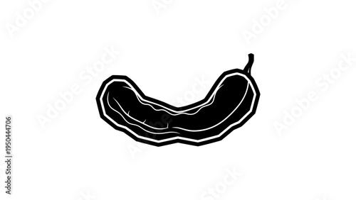 Black and white silhouette of a tamarind pod