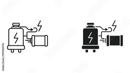Electric Generator Icon with Lightning Bolt Symbol - Vector Illustration