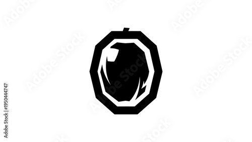 Bold modern octagonal lion icon with black and white outline